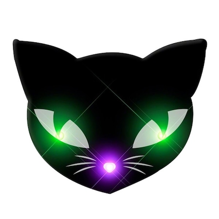 Endless Games Black Kitty Cat Glowing Green Spooky Halloween Eyes Flashing Blinky Light Necklace EN3335394